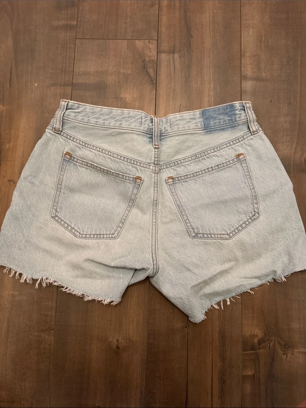Abercrombie & Fitch Baggy Light Blue Distressed Denim Shorts